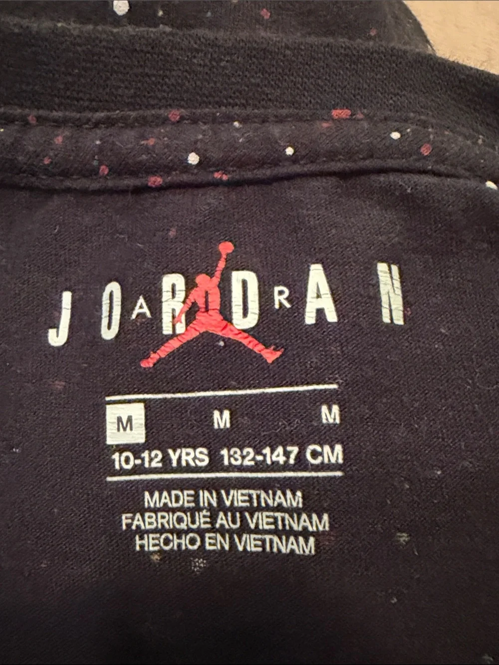 Jordan Boys Black Speckled Logo Tee Size M